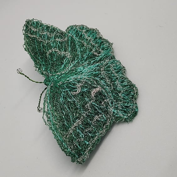 Emerald Moth Embroidered Textiles Brooch