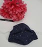 Face mask,  small, 3 layer, adjustable, washable in navy dot - Image 5