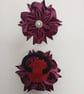 Maroon Satin Ribbon Flower Hair Accessory– Handmade Elastic Hairband - Image 10