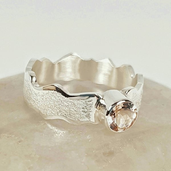 Silver Ring with Morganite Stone