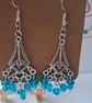 turquoise and silver drop earrings - Image 2