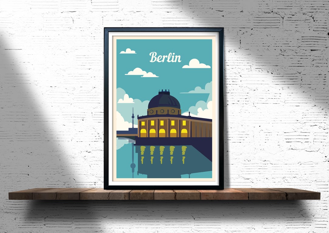 Berlin retro travel poster, Berlin print, Germany travel poster