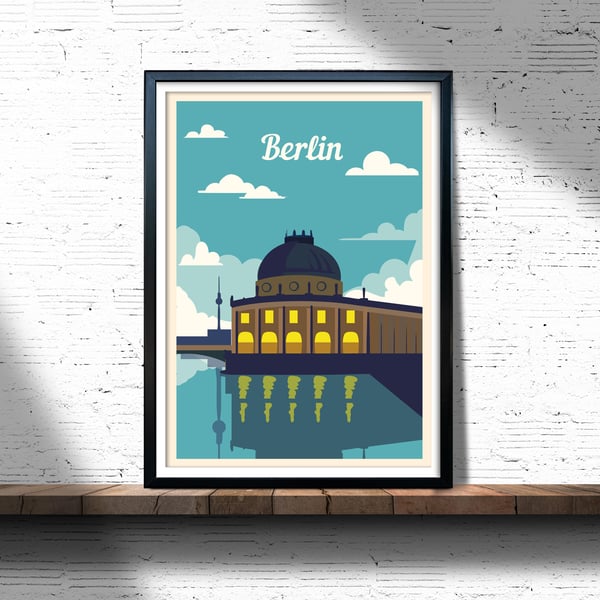 Berlin retro travel poster, Berlin print, Germany travel poster
