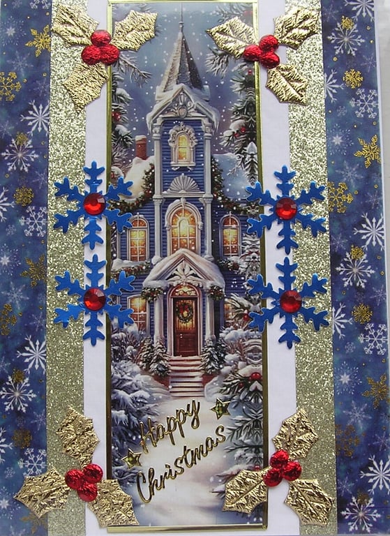 Hand Crafted Decoupage Chistmas Card - Happy Christmas (3402) Welcome Home