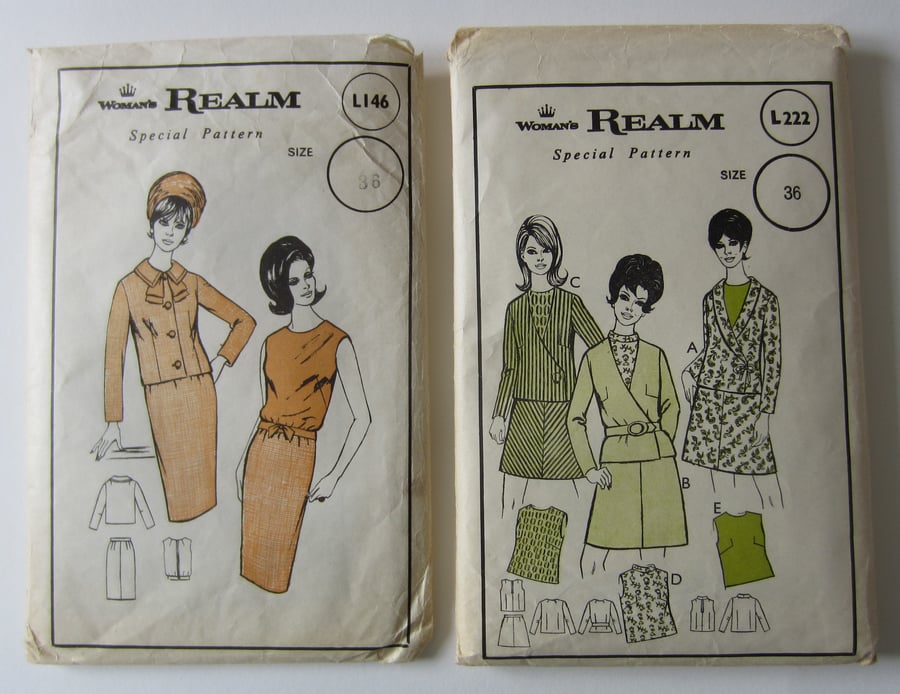2 Vintage 1970 s Woman's Realm Sewing Patterns. Size 36
