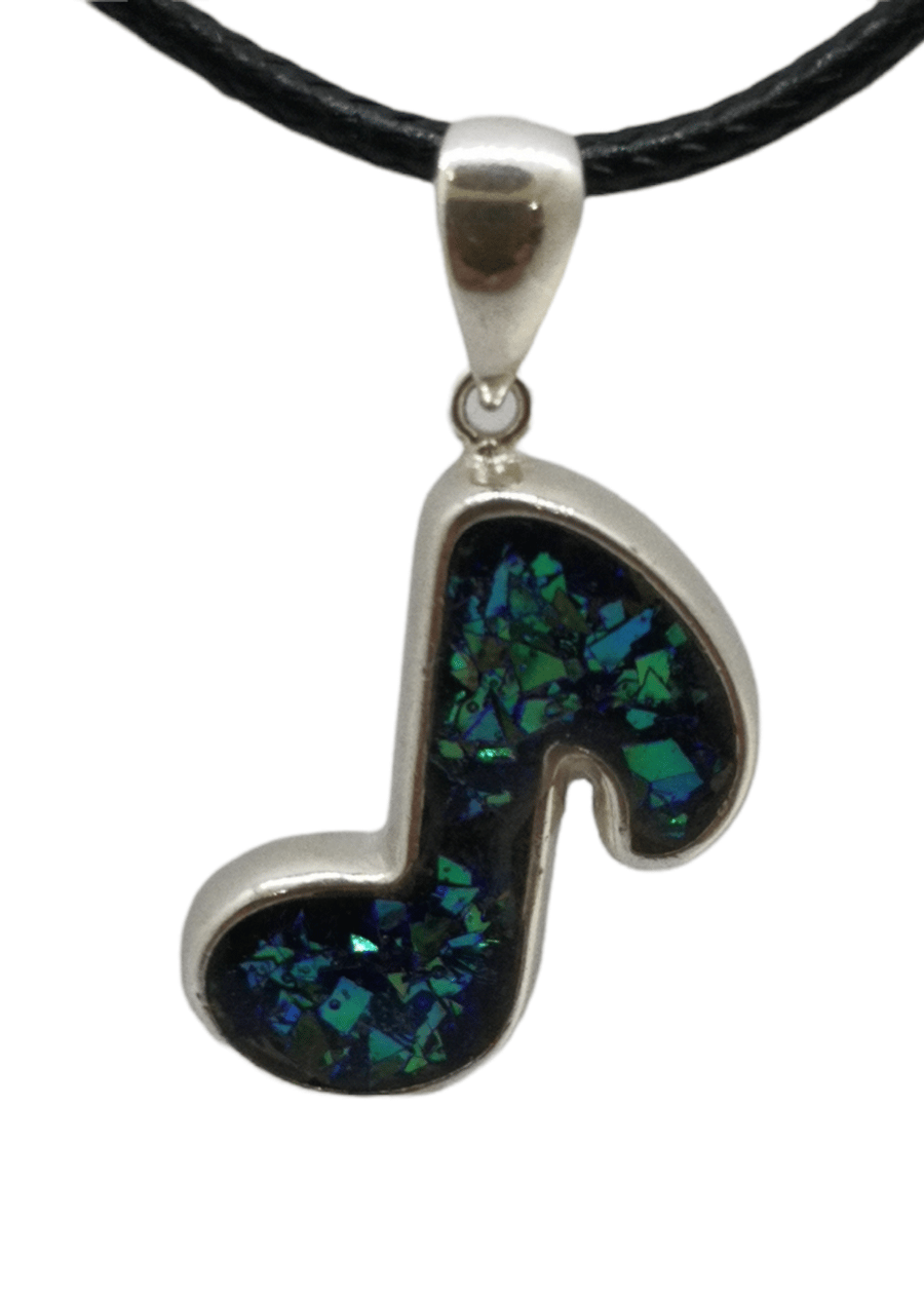 Cremation Ashes Sterling Silver Music Note Memorial  Pendant 