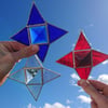 Stained glass four point star, hanging copperfoil suncatcher