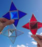 Stained glass four point star hanging copperfoil suncatcher - Image 1