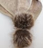 Handmade Sparkle Jersey Baby Shawl – Fawn with Faux Fur Pom Poms (110 cm)    - Image 2