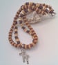 Men's  Necklace With Wooden Beads and Silver Double Cross, Gift for Him - Image 10