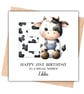 Any Initial - Cow Alphabet Initial Happy Birthday Card