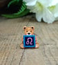 Leo Bear Pin, Handmade Tiny Star Sign Wooden Teddy Badge