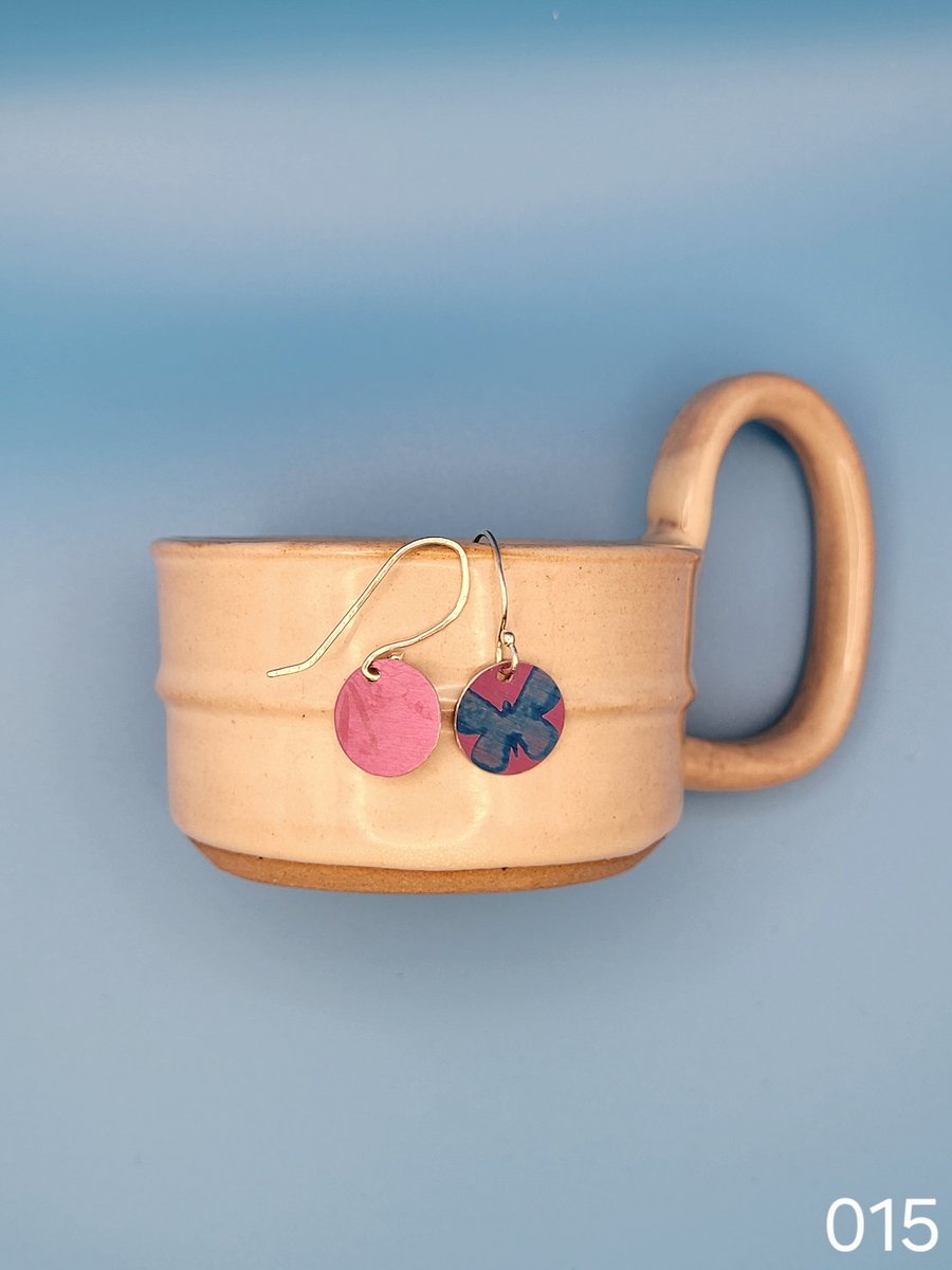 Handmade Aluminium and Silver Reversible Earrings - 015