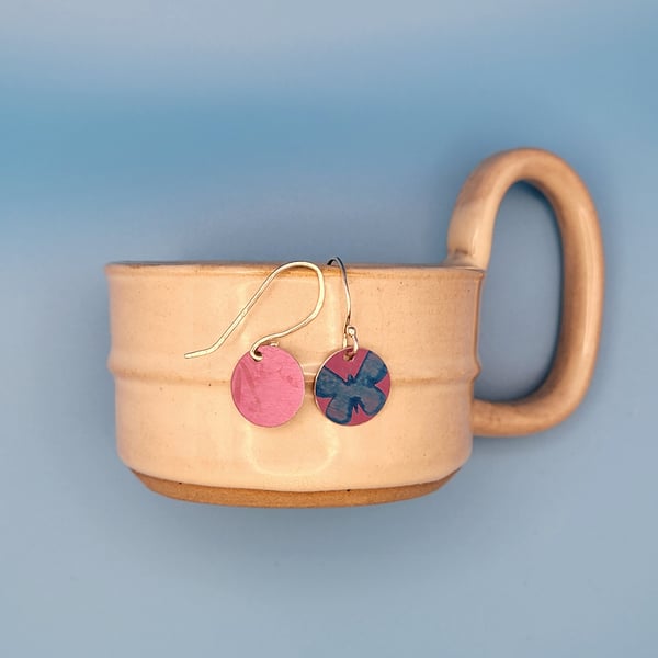 Handmade Aluminium and Silver Reversible Earrings - 015