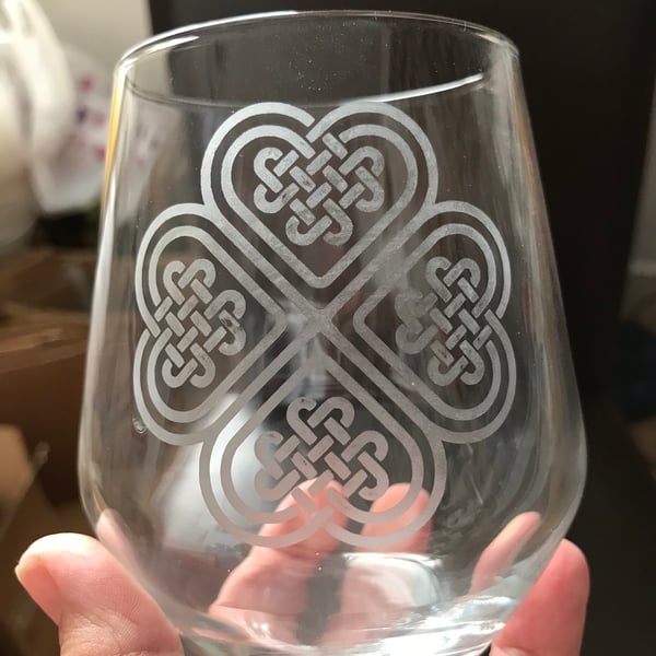 Hand Etched Celtic Heart Knot