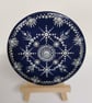 Hand painted blue and silver mandala coaster - Image 1