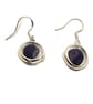 Ladies blue druzy bead drop earrings set in silver coloured rings - Image 2