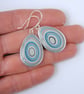 Drop fordite earrings - grey and blue - Image 2