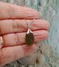 Olive green sea glass necklace sterling silver 