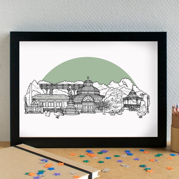 Sefton Park Liverpool Skyline Travel Art Print