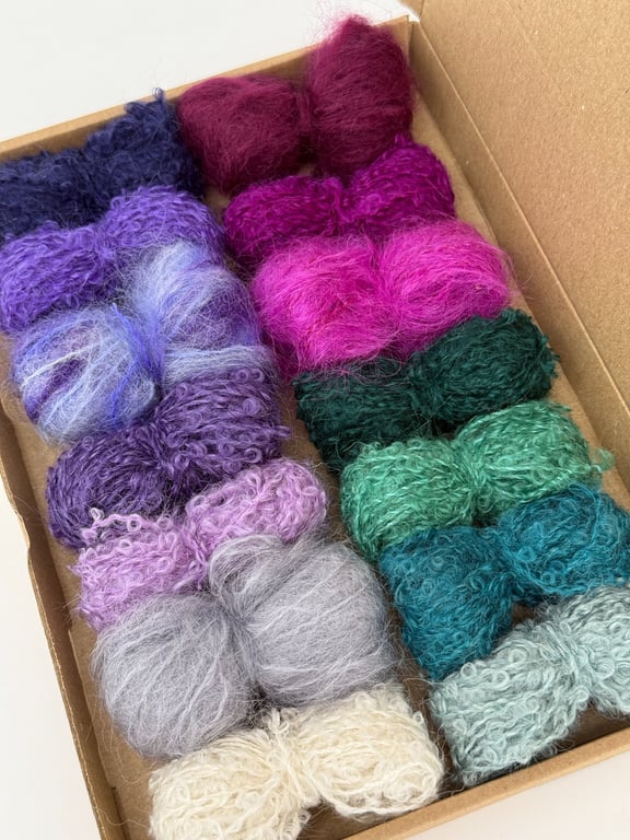 Small Thistle Mohair Wool Yarn Selection Pack for Wet Felting