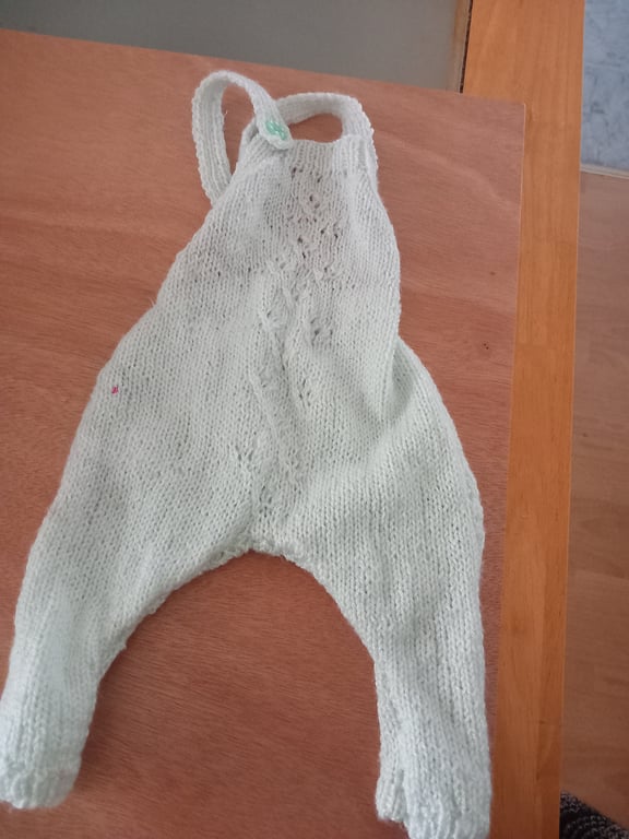 mint  baby dungaree and hat set 0-3 months all in one suit babygrow, romper suit