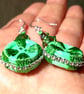 Pistachio Green Wooden Button & Crystal Earrings - Image 6