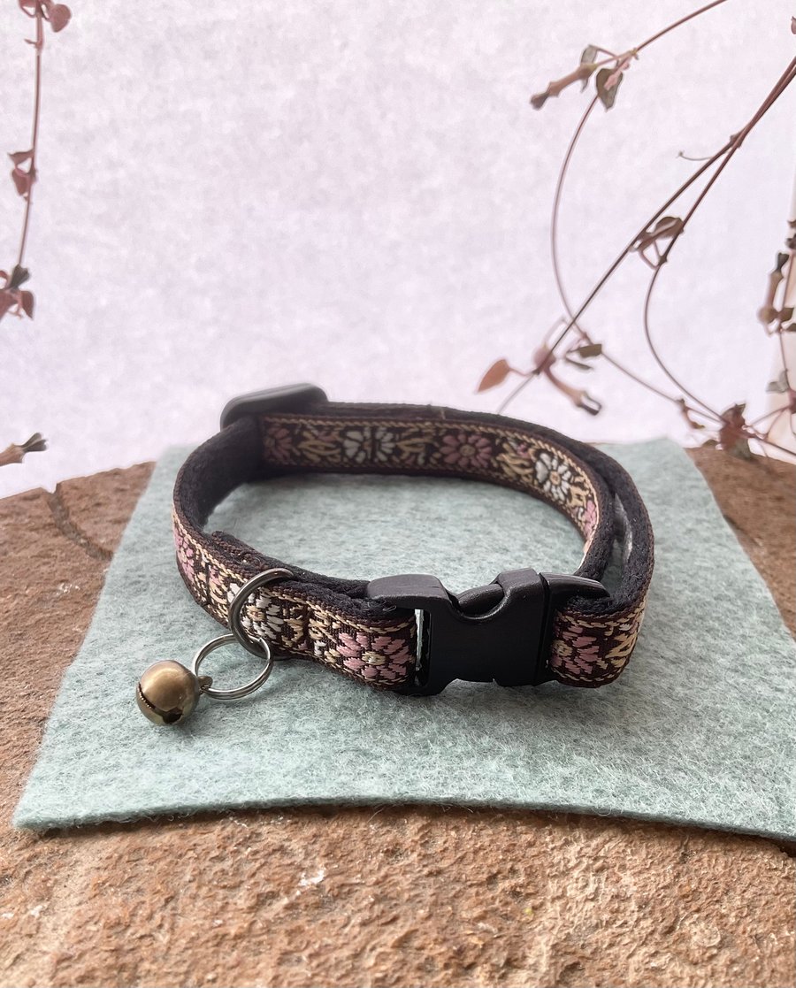 Brown Ribbon Cat Collar 
