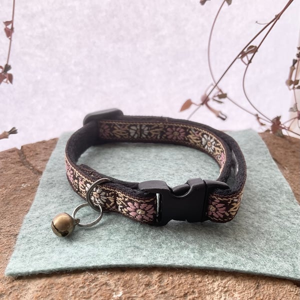 Brown Ribbon Cat Collar 
