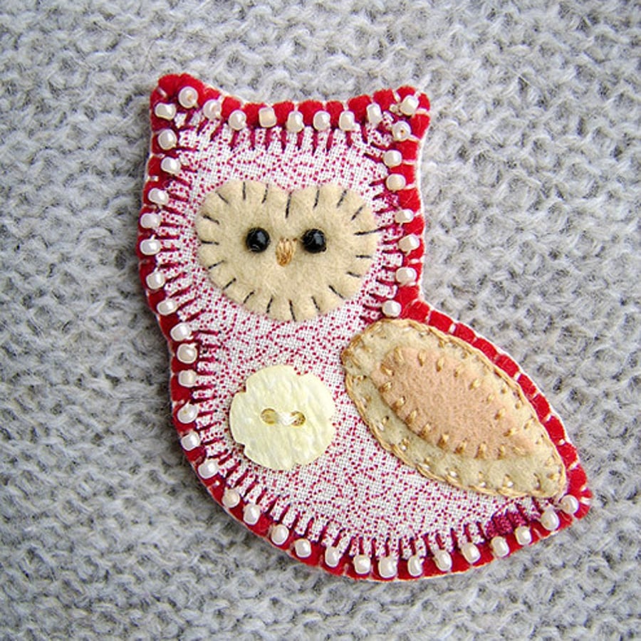 Little Owl Fabric Brooch