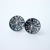 Allium print stud earrings in black