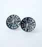 Black and silver circle studs with allium print - Image 1