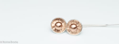 STERLING SILVER EARRING  - Textured Pearl Cup with Swarovski Glass Pearl