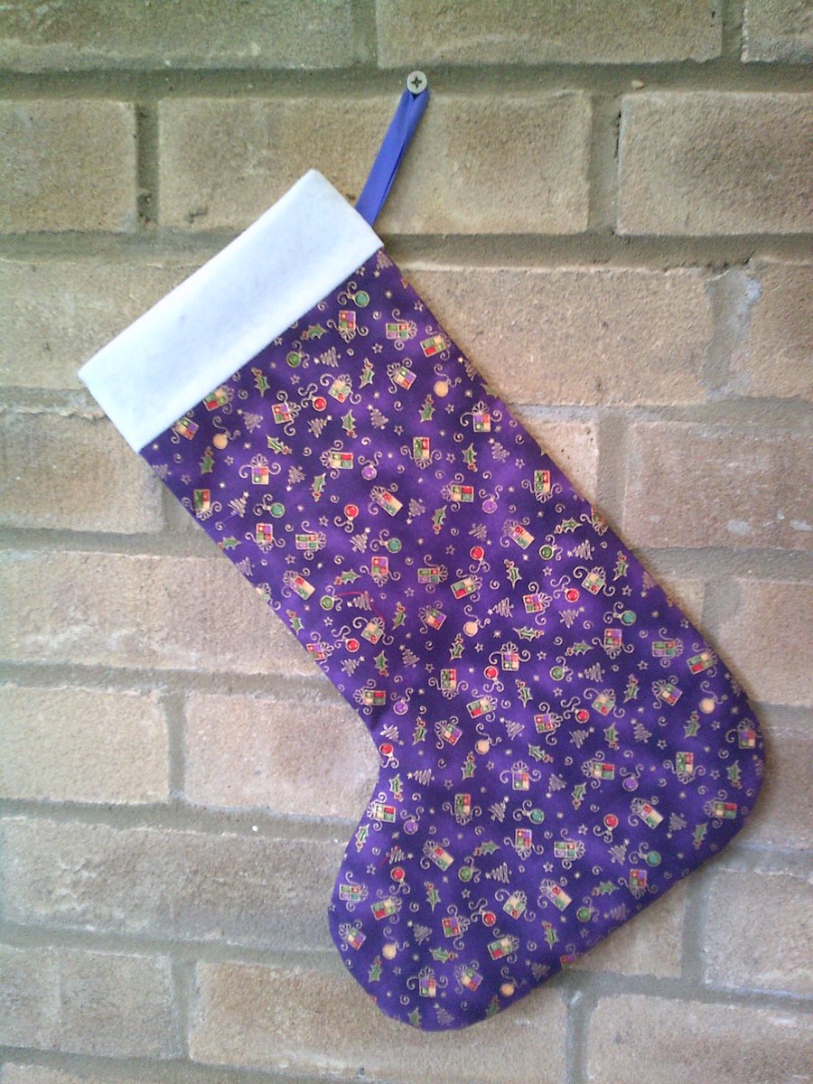 Purple Stocking with White trim Top