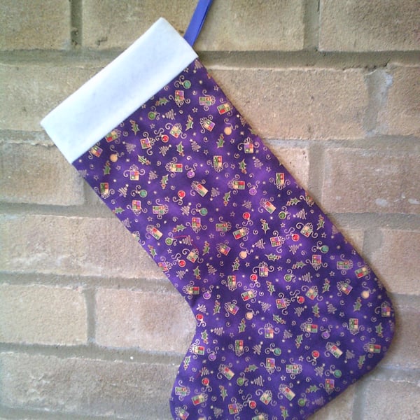 Purple Stocking with White trim Top