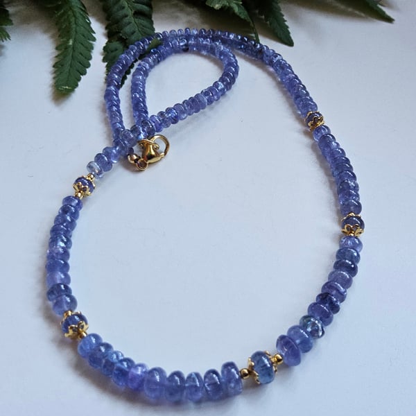 Designer AAA Grade 90ct Genuine Tanzanite Gold Vermeil Necklace 