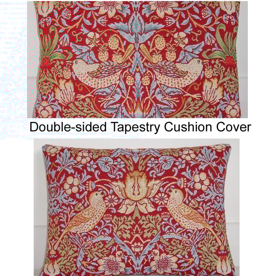 Cushion Cover William Morris Strawberry Thief Tapestry 16 "x 12" Bolster Red