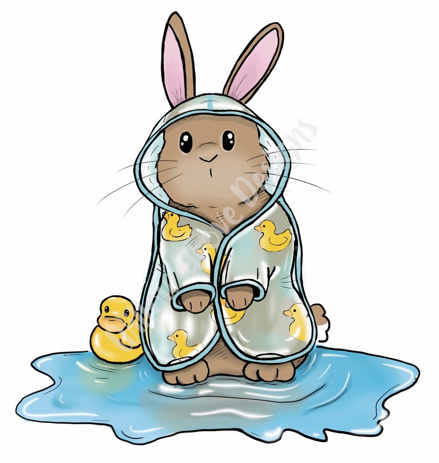 ‘Me and my rubber ducky’ Cute rabbit print 