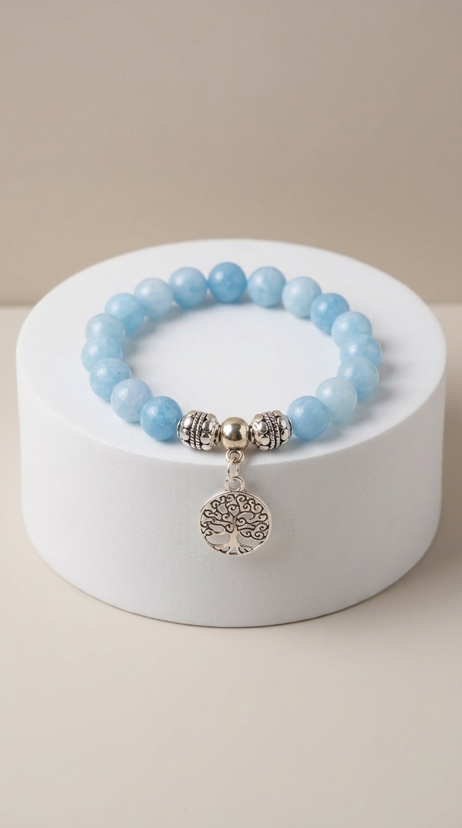 Aquamarine & Tree Of Life Bracelet