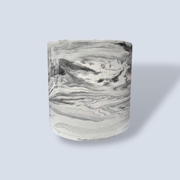 23 cm Extra Large Statement Plant Pot Black and Grey Marble Effect Round Planter