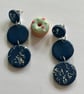 Bespoke Navy and Silver Sparkle Drop Earrings - Image 3