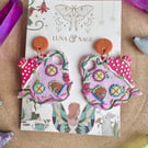 Teapot fairy mushroom house Polymer Clay earrings