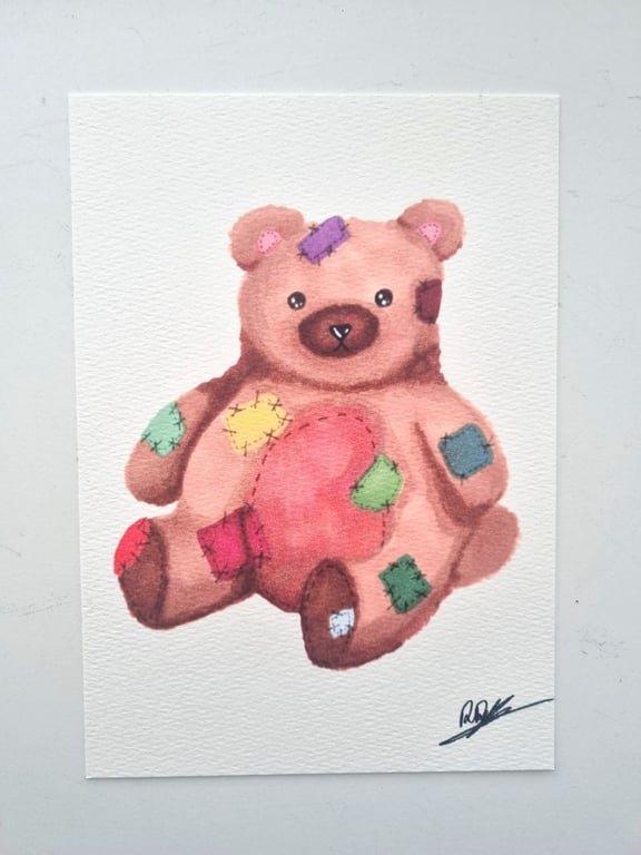 Limited Edition Patchwork Teddy Art Print
