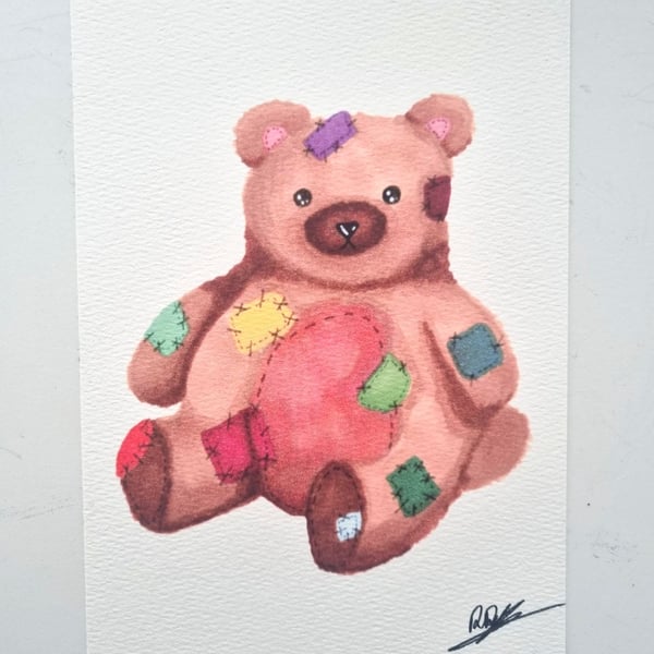 Limited Edition Patchwork Teddy Art Print