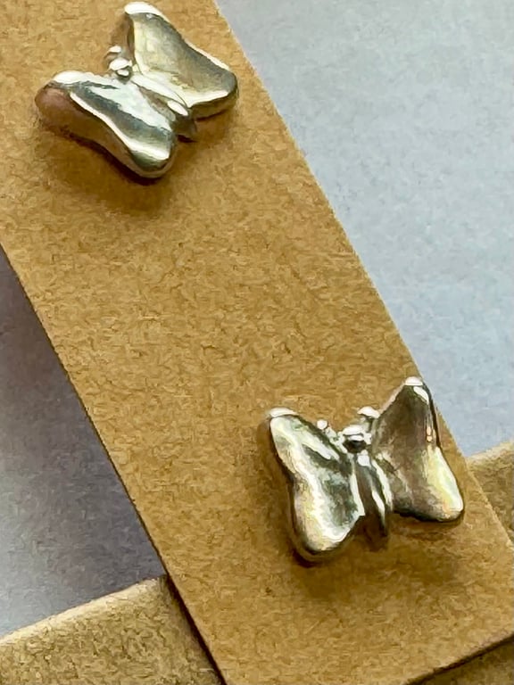 Silver butterfly stud earrings 