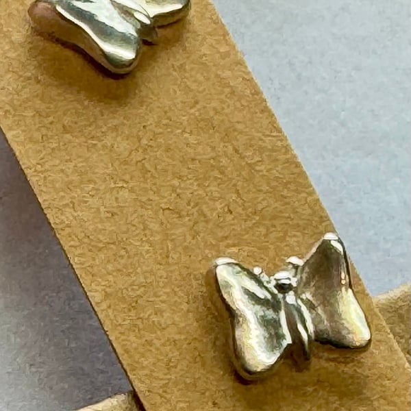 Silver butterfly stud earrings 