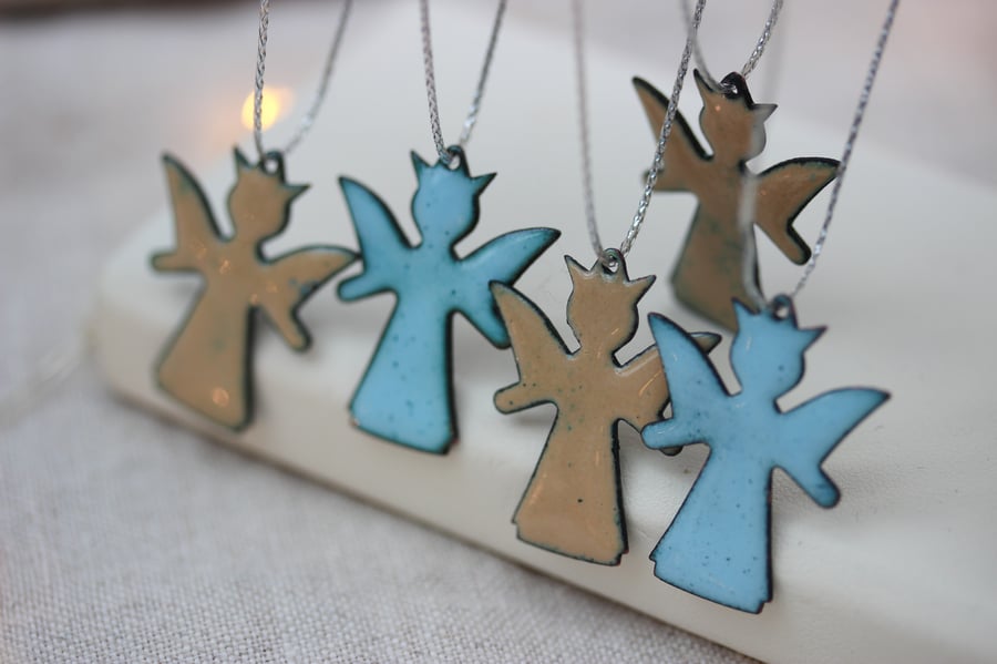 Enamel Christmas Angels Tree Decorations Seconds Sunday