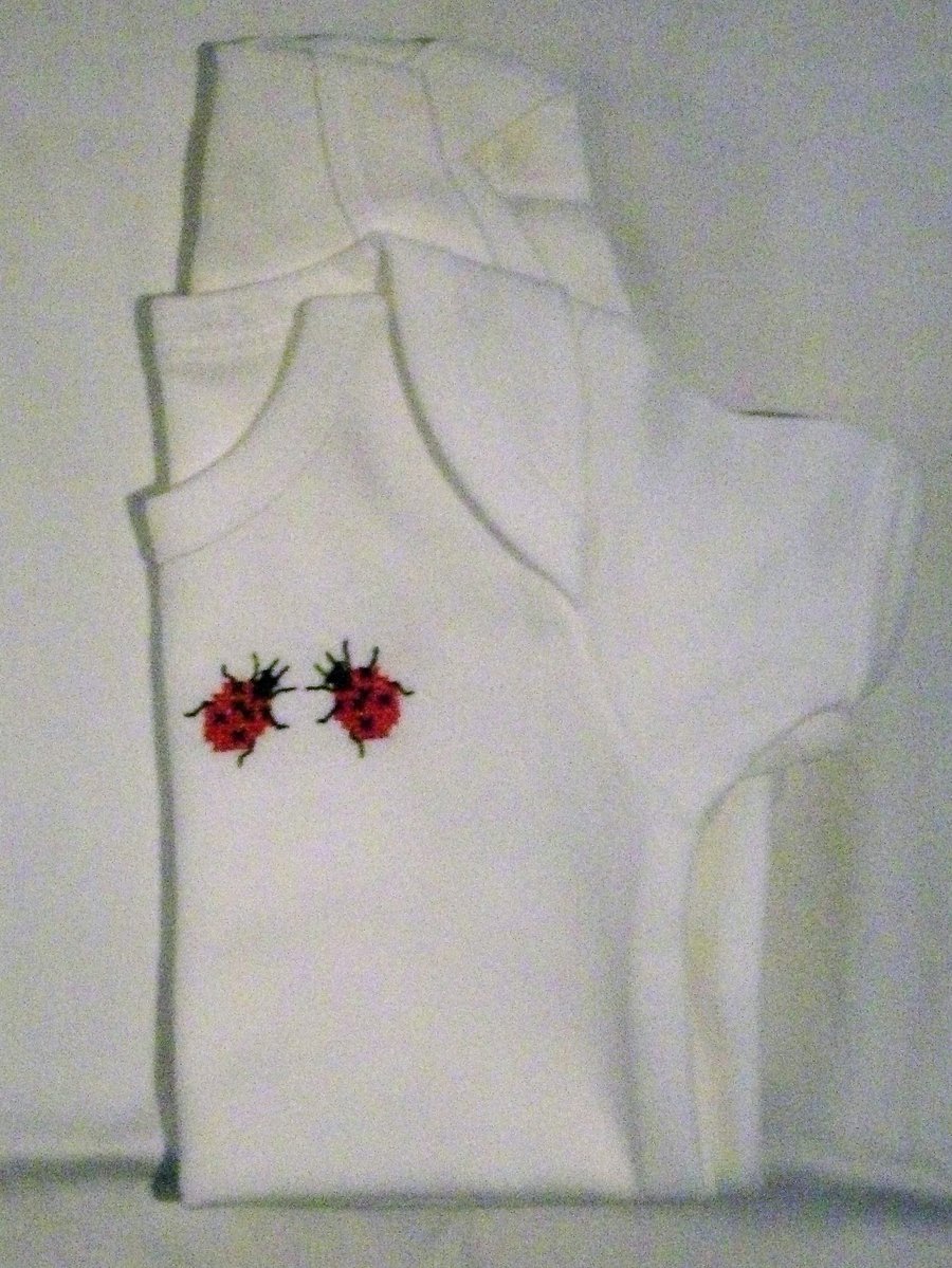 Ladybird, Vest, Age 3-6 months, hand embroidered