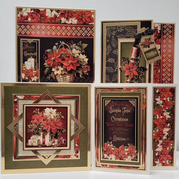 Perfect Poinsettia - Set of 4 Luxury Christmas Cards