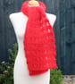 Crochet Broomstick Lace Scarf in Red Mohair - Image 1